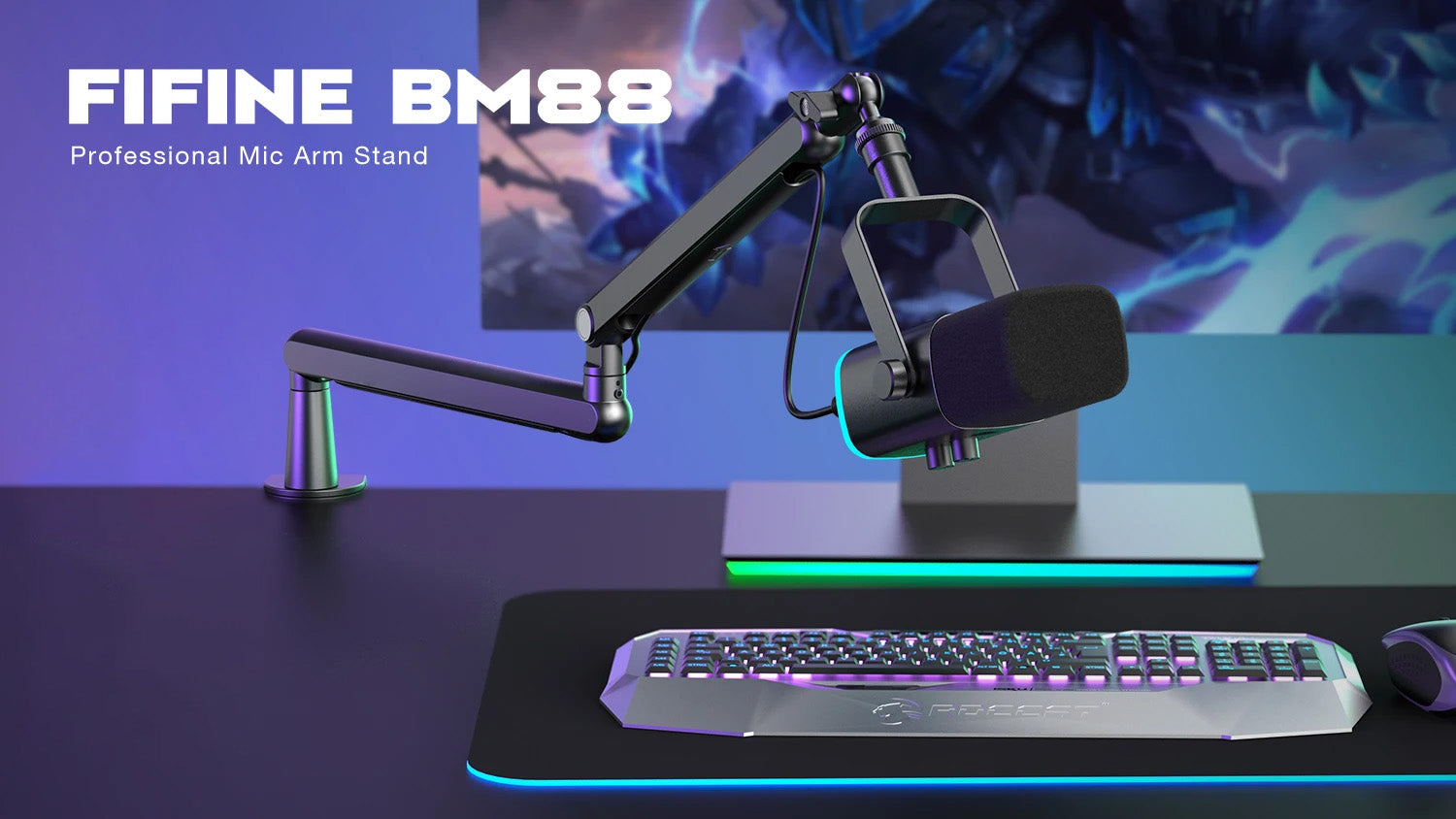 FIFINE BM88 - Braço de Microfone Ajustável, Baixo Perfil, Montagem em Mesa FIFINE BM88 - Braço de Microfone Ajustável, Baixo Perfil, Montagem em Mesa